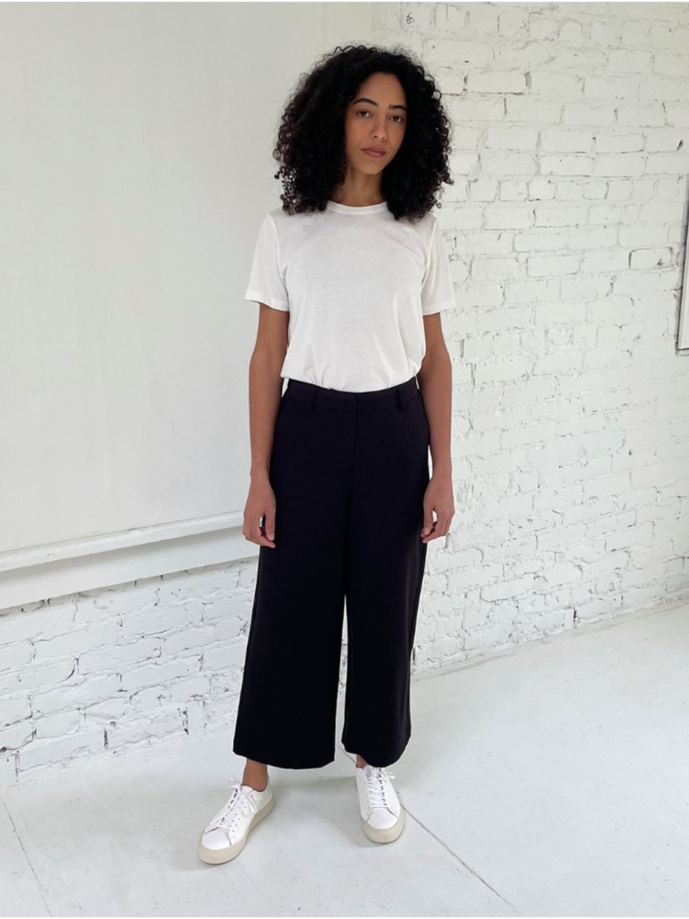 Minimum Culotta Black Wide-Leg Cropped Trouser Pants